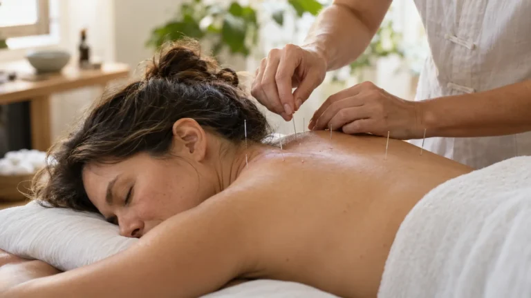 Acupuntura en un spa sereno